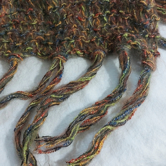 Handmade Knitted 12 Inch Wide Scarf With Tassels - Picture 5 of 5